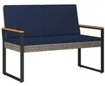 vidaXL Bank Outdoor Grau und Marineblau 107 x 61 x 80 cm Poly-Rattan