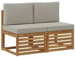 vidaXL 2 St&uuml;ck Outdoor Mittelsofa Massivholz Akazie Natur