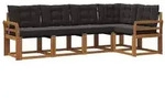 vidaXL Outdoor-Sofagarnitur mit Kissen 5 pcs Nat&uuml;rlich und Schwarz