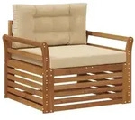 vidaXL Outdoor-Sofagarnitur Massives Akazienholz und Polyester Natur