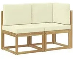 vidaXL Outdoor Mittel- und Ecksofa 2 St&uuml;ck Wei&szlig; Massivholz Akazie