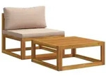 vidaXL 2 stk. Sofa-Set mit Kissen 100 % Polyester Solid-Acacia Natur