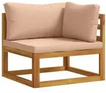 vidaXL Ecksofa mit Kissen 100 % Polyester Solid-Acacia Natur