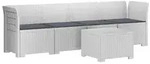 vidaXL 4-Sitzer Gartensofa mit Kissen Rattan Look PP Wei&szlig;