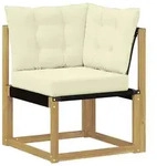 vidaXL Outdoor Ecksofa Massivholz Akazie und Textilene Stoff Wei&szlig;
