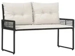 vidaXL Bank Outdoor mit Kissen Schwarz und Cremewei&szlig; 118 x 55 x 82 cm