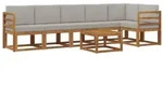 vidaXL Outdoor-Sofagarnitur mit Kissen 7 pcs Nat&uuml;rlich und Hellgrau