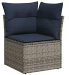 vidaXL Garten-Sofa mit Kissen Grau 62 x 62 x 69 cm Poly-Rattan