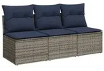 vidaXL Garten-Sofa mit Kissen Grau 165 x 62 x 69 cm Poly Rattan