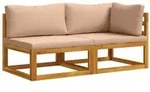 vidaXL Ecksofa mit Kissen 100 % Polyester Solid-Acacia Natur