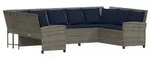 vidaXL Gartensofa mit Kissen Grau Poly Rattan