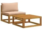 vidaXL Ecksofa mit Kissen 100 % Polyester Solid-Acacia Natur