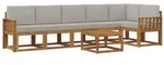 vidaXL Outdoor-Sofagarnitur mit Kissen 7 pcs Nat&uuml;rlich und Hellgrau
