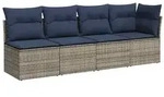 vidaXL Garten-Sofa mit Kissen Grau 227 x 62 x 69 cm Poly-Rattan