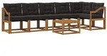 vidaXL Outdoor-Sofagarnitur mit Kissen 7 pcs Nat&uuml;rlich und Schwarz
