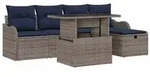 vidaXL Gartensofa-set 6 stk. Grau Poly-Rattan