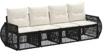 vidaXL Gartensofa-set 4 pcs Schwarz und Cremewei&szlig; Poly-Rattan