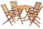 vidaXL 5-teiliges klappbares Garten-Bistro-Set Natur Massivholz Teak