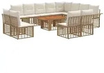 vidaXL Gartensofa-set 13 stk. Nat&uuml;rlich und Cremwei&szlig; Poly-Rattan