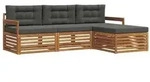 vidaXL Outdoor-Sofagarnitur mit Kissen 4 pcs Natur und Anthrazit