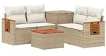 vidaXL Sofa Set 6 stk. Beige und Cremewei&szlig; Polyrattan und Stahl