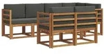 vidaXL Outdoor-Sofagarnitur mit Kissen 7 pcs Natur und Anthrazit