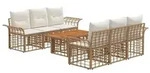 vidaXL Gartensofa-set 7 stk. Nat&uuml;rlich und Cremwei&szlig; Poly-Rattan