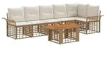 vidaXL Gartensofa-set 7 stk. Nat&uuml;rlich und Cremwei&szlig; Poly-Rattan
