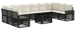 vidaXL Gartensofa-set 11 stk. Schwarz und Cremewei&szlig; Poly-Rattan