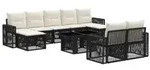 vidaXL Gartensofa-set 10 stk. Schwarz und Cremewei&szlig; Poly-Rattan