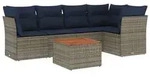 vidaXL 6-tlg. Garten-Sofagarnitur mit Kissen Grau Poly Rattan