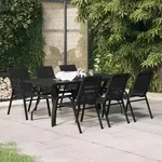 vidaXL 7-tlg. Garten-Essgruppe Schwarz