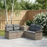 vidaXL Sofa Set 5 stk. Grau und Dunkelgrau Polyrattan und Stahl