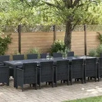 vidaXL 15-teiliges Garten-Essgruppen-Set mit Kissen Anthrazit Poly-Rattan