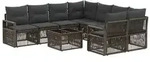 vidaXL Gartensofa-set 9 stk. Grau Poly-Rattan