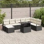 vidaXL 9-Teiliges Garten Sofa Set mit Kissen Schwarz Poly Rattan