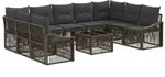 vidaXL Gartensofa-set Verstellbar 10 pcs Grau Poly-Rattan