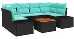 vidaXL Gartensofa-set 7 stk. Schwarz Poly-Rattan