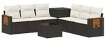 vidaXL Sofa Set 8 stk. Schwarz und Cremewei&szlig; Polyrattan und Stahl