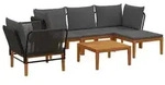 vidaXL 6 pcs Massives Akazienholz & Seil Natur