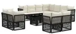 vidaXL Gartensofa-set 12 stk. Schwarz Poly-Rattan