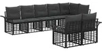 vidaXL Outdoor-Sofagarnitur 8 pcs Schwarz und Dunkelgrau Polyester