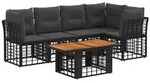 vidaXL Gartensofa-set 6 stk. Schwarz und Dunkelgrau Poly-Rattan