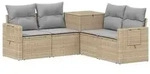 vidaXL Sofa Set 5 stk. Beige und Hellgrau Polyrattan und Stahl