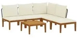 vidaXL 6 pcs Massives Akazienholz & Seil Natur