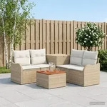vidaXL Sofa Set 6 stk. Beige und Cremewei&szlig; Polyrattan und Stahl