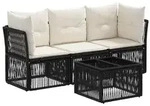 vidaXL Gartensofa-set 4 pcs Schwarz Poly-Rattan