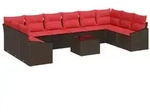 vidaXL Sofa Set 11 Stk. Braun [Synthetisch]: Poly Rattan