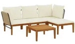 vidaXL 5 pcs Massives Akazienholz & Seil Natur