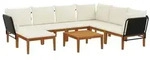 vidaXL 8 pcs Massives Akazienholz & Seil Natur